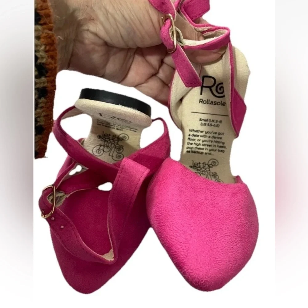 ROLLO'S Vibrant Pink Ankle Flats Shoes - Take along fold up shoes